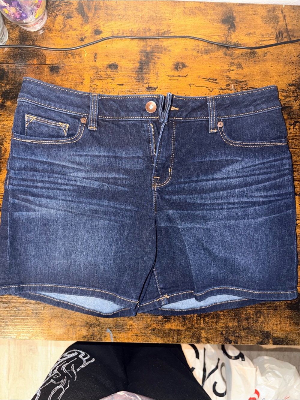 STYLUS Dark Blue Denim Shorts with Contrast Stitching